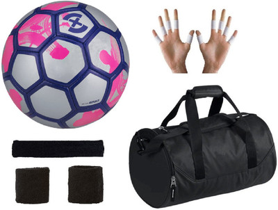 

SportsCorner Combo of Strike X Silver/Pink Football (Size-5), Kit Bag & Supporters Football Kit