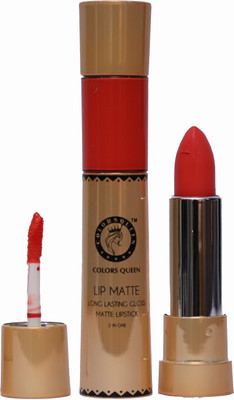

COLORS QUEEN Lip Matte 2in1 Long Lasting Gloss & Matte Lipstick(Karina Orange, 13 ml)