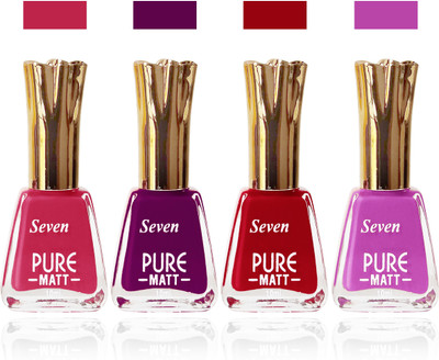 

Seven seas cosmetics makeup Exclusive flower matte Nail Polish combo Set of 4 falsa red l purple orange piink