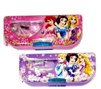 

S2KCrafts S2KC-1131 Princess Barbies Stationery kit inside the box Art Plastic Pencil Boxes(Set of 2, Pink, Purple)