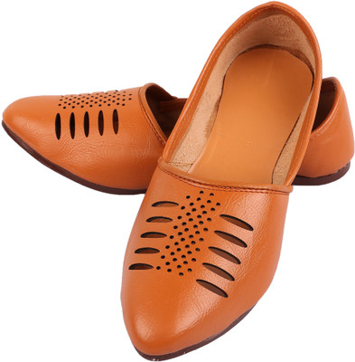 

DFR Jalsa Jali Design Jutis For Men(Beige, Light brown
