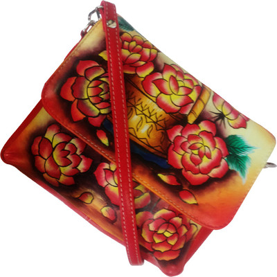 

EL Mio Women Evening/Party, Casual Red Genuine Leather Sling Bag