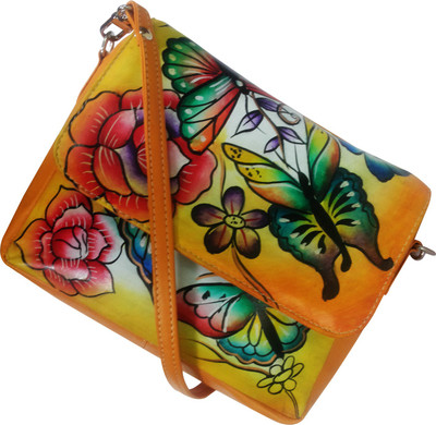 

EL Mio Women Evening/Party, Casual Yellow Genuine Leather Sling Bag
