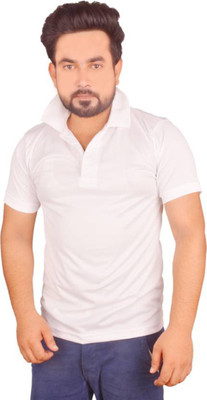 FIRSTLIKE Solid Men Polo Neck White T-Shirt