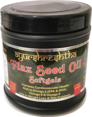 

Ayurshreshtha Flex Seed Oil Softgels (Omega 3-6-9)Aids in Weight Loss & skin problem(240 No)