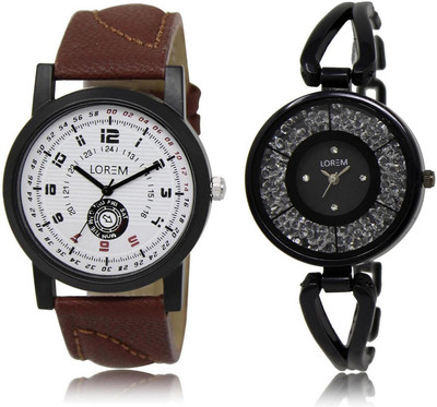 

LOREM LR11-211 Stylish Multicolor Round Boy's & Girl's Metal Bracelet & Leather Watch - For Men & Women