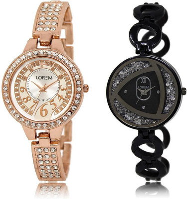 

LOREM LR216-237 Stylish White Round Girl's Metal Bracelet Watch - For Women