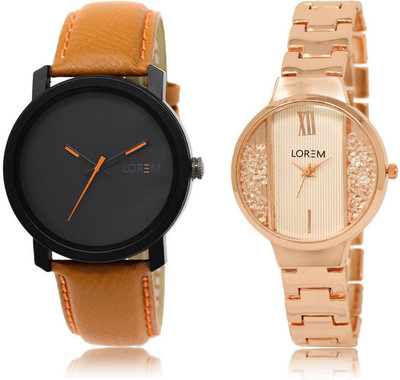 

LOREM LR20-217 Stylish White & Black Round Boy's & Girl's Metal Bracelet & Leather Watch - For Men & Women