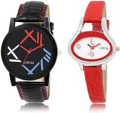 

LOREM LR12-206 Stylish Multicolor Oval & Round Boy's & Girl's Leather Watch - For Men & Women