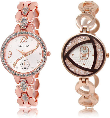 

LOREM LR215-238 Stylish White Round Girl's Metal Bracelet Watch - For Women