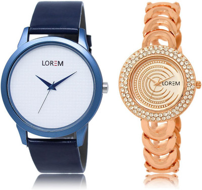 

LOREM LR33-202 Stylish Multicolor Round Boy's & Girl's Metal Bracelet & Leather Watch - For Men & Women