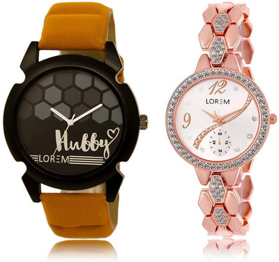 

LOREM LR32-215 Stylish Silver & Black Round Boy's & Girl's Metal Bracelet & Leather Watch - For Men & Women