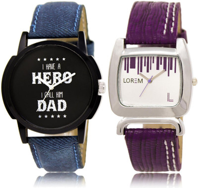 

LOREM LR7-207 Stylish White & Black Round Boy's & Girl's Leather Watch - For Men & Women