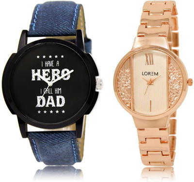 

LOREM LR7-217 Stylish White & Black Round Boy's & Girl's Metal Bracelet & Leather Watch - For Men & Women