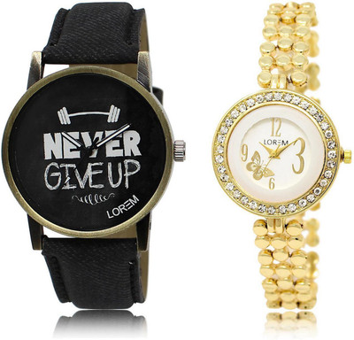 

LOREM LR27-203 Stylish Multicolor Round Boy's & Girl's Metal Bracelet & Leather Watch - For Men & Women