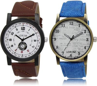 

LOREM LR11-28 Stylish Multicolor Round Boy's Leather Watch - For Men