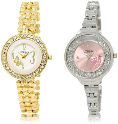 

LOREM LR203-226 Stylish Multicolor Round Girl's Metal Bracelet Watch - For Women