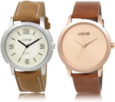 

LOREM LR16-34 Stylish Rose Gold & White Round Boy's Leather Watch - For Men