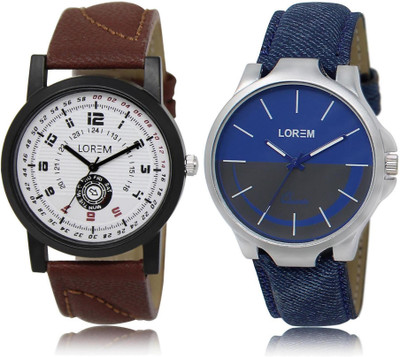

LOREM LR11-24 Stylish Multicolor Round Boy's Leather Watch - For Men
