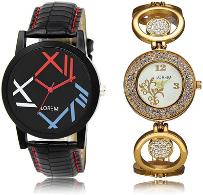 

LOREM LR12-204 Stylish Multicolor Round Boy's & Girl's Metal Bracelet & Leather Watch - For Men & Women