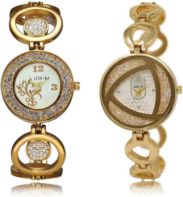 

LOREM LR204-239 Stylish Multicolor Round Girl's Metal Bracelet Watch - For Women