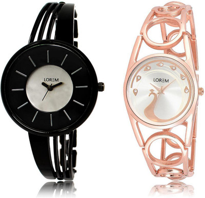 

LOREM LR212-232 Stylish Multicolor Round Girl's Metal Bracelet Watch - For Women