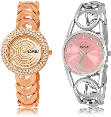 

LOREM LR202-233 Stylish Multicolor Round Girl's Metal Bracelet Watch - For Women