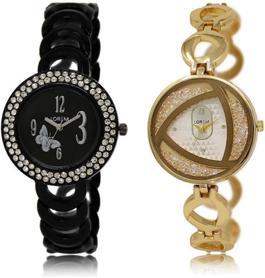

LOREM LR201-239 Stylish Silver & Black Round Girl's Metal Bracelet Watch - For Women