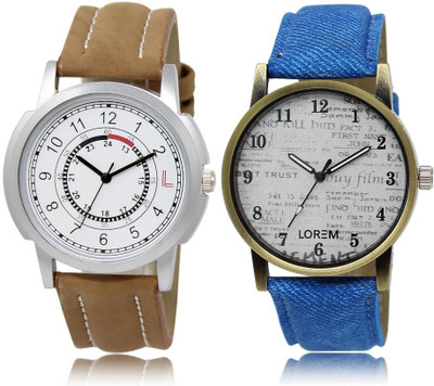 

LOREM LR17-28 Stylish White Round Boy's Leather Watch - For Men