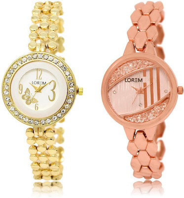 

LOREM LR203-222 Stylish Multicolor Round Girl's Metal Bracelet Watch - For Women