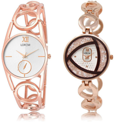 

LOREM LR213-238 Stylish White Round Girl's Metal Bracelet Watch - For Women