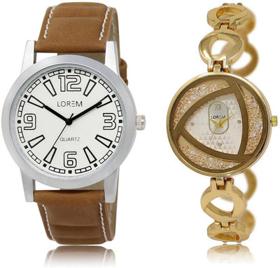 

LOREM LR15-239 Stylish Silver & White Round Boy's & Girl's Metal Bracelet & Leather Watch - For Men & Women