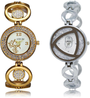 

LOREM LR204-240 Stylish Multicolor Round Girl's Metal Bracelet Watch - For Women