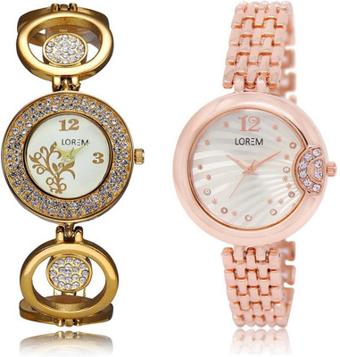 

LOREM LR204-228 Stylish Multicolor Round Girl's Metal Bracelet Watch - For Women