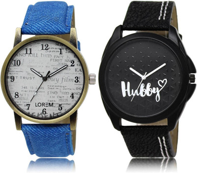 

LOREM LR28-31 Stylish Black & White Round Boy's Leather Watch - For Men