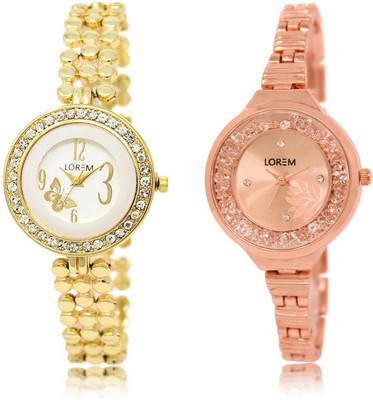

LOREM LR203-225 Stylish Multicolor Round Girl's Metal Bracelet Watch - For Women