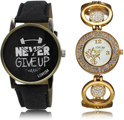 

LOREM LR27-204 Stylish Multicolor Round Boy's & Girl's Metal Bracelet & Leather Watch - For Men & Women