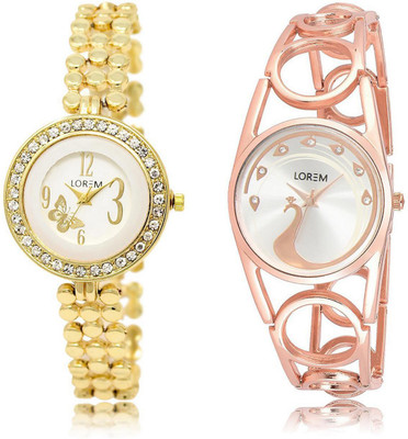 

LOREM LR203-232 Stylish Multicolor Round Girl's Metal Bracelet Watch - For Women