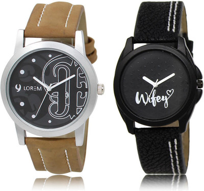 

LOREM LR14-234 Stylish Black Round Boy's & Girl's Leather Watch - For Men & Women