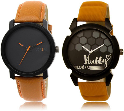 

LOREM LR20-32 Stylish Black Round Boy's Leather Watch - For Men