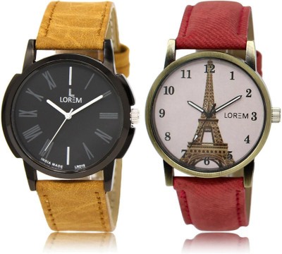 

LOREM LR19-230 Stylish White & Black Round Boy's & Girl's Leather Watch - For Men & Women