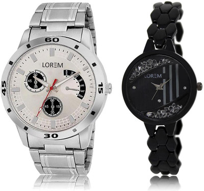 

LOREM LR101-221 Stylish Black & Silver Round Boy's & Girl's Metal Bracelet Watch - For Men & Women