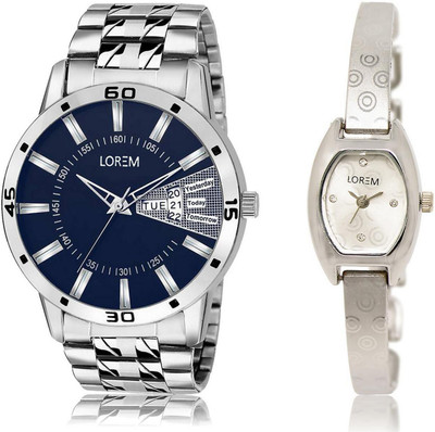 

LOREM LR102-219 Stylish Silver & Blue Contemporary & Round Boy's & Girl's Metal Bracelet Watch - For Men & Women