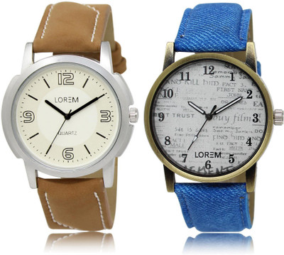 

LOREM LR16-28 Stylish White Round Boy's Leather Watch - For Men