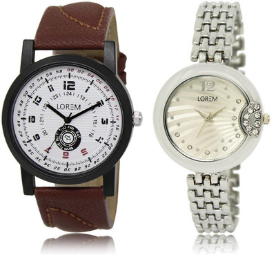 

LOREM LR11-227 Stylish Multicolor Round Boy's & Girl's Metal Bracelet & Leather Watch - For Men & Women