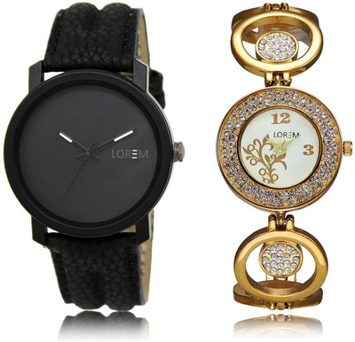 

LOREM LR21-204 Stylish Multicolor Round Boy's & Girl's Metal Bracelet & Leather Watch - For Men & Women