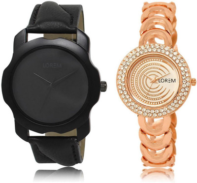 

LOREM LR22-202 Stylish Multicolor Round Boy's & Girl's Metal Bracelet & Leather Watch - For Men & Women