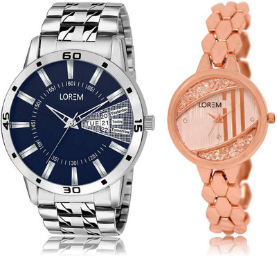 

LOREM LR102-222 Stylish Rose Gold & Blue Round Boy's & Girl's Metal Bracelet Watch - For Men & Women