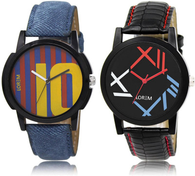 

LOREM LR10-12 Stylish Multicolor Round Boy's Leather Watch - For Men