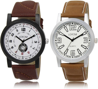 

LOREM LR11-15 Stylish Multicolor Round Boy's Leather Watch - For Men